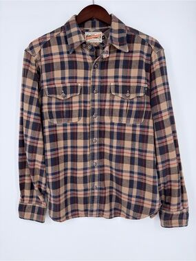 Freenote Cloth Currant Plaid Shirt Men Medium Brown Japanese Fabric Made in USA